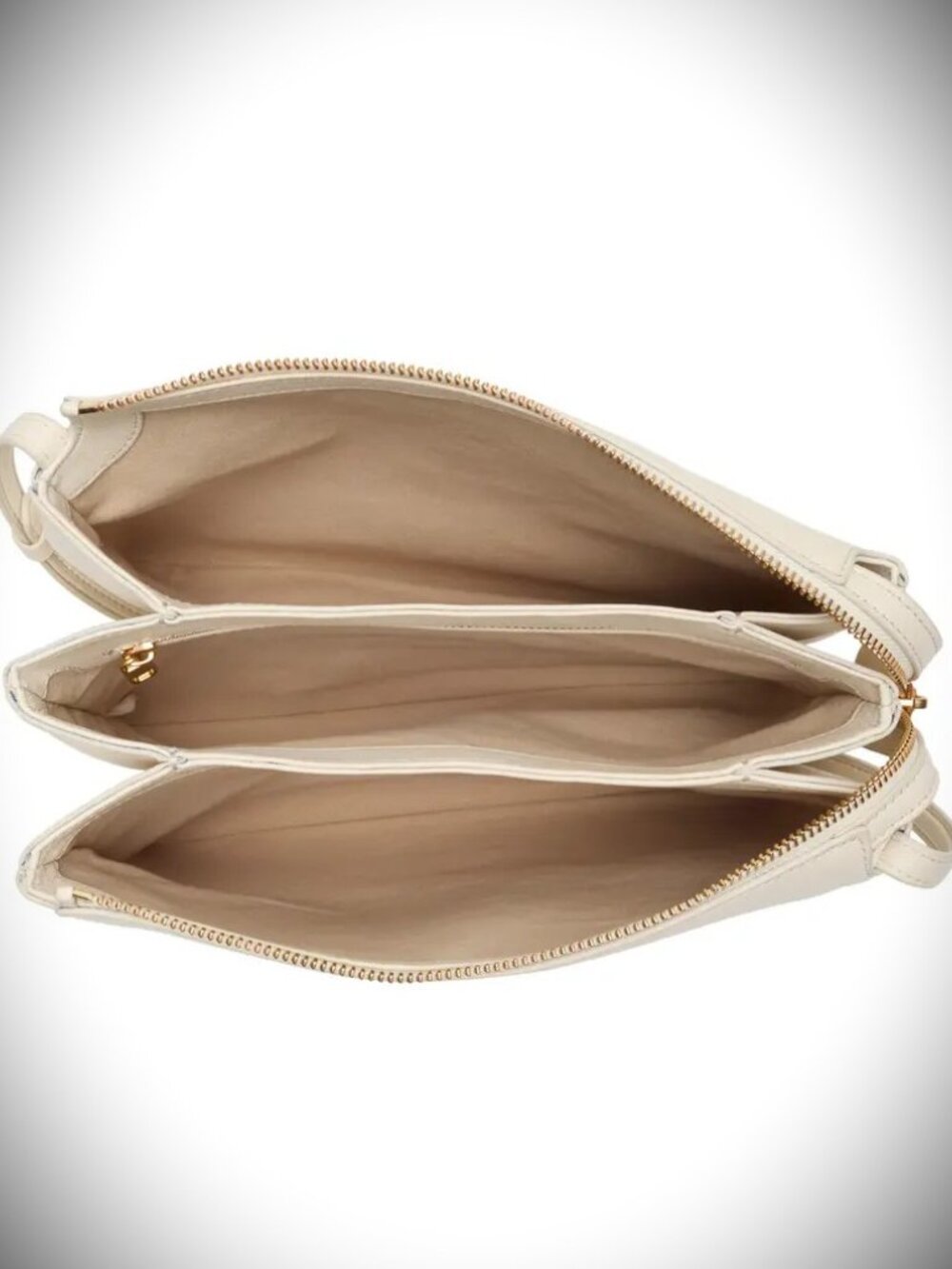 VINCE Sammi Triple Compartment Milk Color Leather Swing Crossbody Bag - Picture 5 of 10